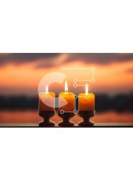 Intra Συλλεκτικό Ξύλινο Παζλ Plywood  4mm - Κεριά σε ένα ξύλινο τραπέζι στο ηλιοβασίλεμα Σε Ξύλινο Κουτί - Διαστάσεις Puzzle: 10x10 cm – 25 κομμάτια