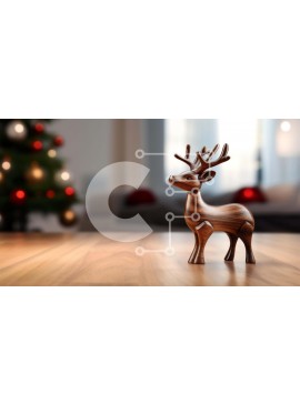 Intra Συλλεκτικό Ξύλινο Παζλ Plywood  4mm - Ξύλινο ειδώλιο ελαφιού και διακοσμητικό χριστουγεννιάτικο δέντρο Σε Ξύλινο Κουτί - Διαστάσεις Puzzle: 10x10 cm – 25 κομμάτια