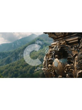 Intra Συλλεκτικό Ξύλινο Παζλ Plywood  4mm - Περίτεχνος πυλώνας με ορεινό φόντο και δέντρα Σε Ξύλινο Κουτί - Διαστάσεις Puzzle: 10x10 cm – 25 κομμάτια