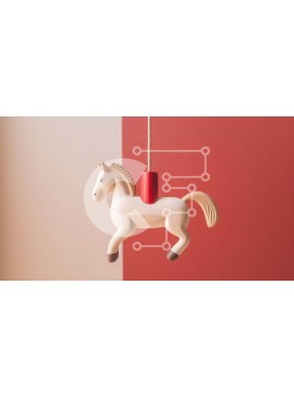 Intra Συλλεκτικό Ξύλινο Παζλ Plywood  4mm - Λευκό παιχνίδι άλογο που κρέμεται από την οροφή σε εσωτερική διακόσμηση Σε Ξύλινο Κουτί - Διαστάσεις Puzzle: 10x10 cm – 25 κομμάτια