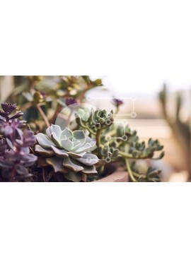 Intra Συλλεκτικό Ξύλινο Παζλ Plywood  4mm - Διάφορα παχύφυτα στη συλλογή φυτών σε γλάστρες Σε Ξύλινο Κουτί - Διαστάσεις: 10x10 cm – 25 κομμάτια