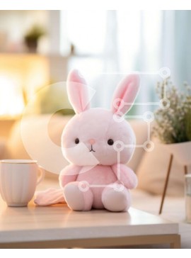 Intra Συλλεκτικό Ξύλινο Παζλ Plywood  4mm - Ροζ λαγουδάκι με γεμιστά ζώα και φλιτζάνια καφέ στο τέλος του τραπεζιού Σε Ξύλινο Κουτί - Διαστάσεις Puzzle: 10x10 cm – 25 κομμάτια