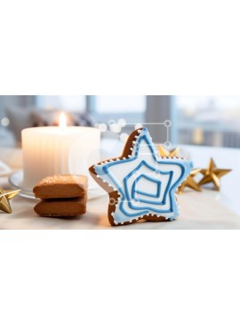 Σετ των 2 Intra Συλλεκτικό Ξύλινο Παζλ Plywood  4mm - Τραπέζι με στολισμένα μπισκότα και κερί Σε Ξύλινο Κουτί - Διαστάσεις: 10x10 cm – 25 κομμάτια