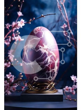 Intra Συλλεκτικό Ξύλινο Παζλ Plywood  4mm - Μαρμάρινο πασχαλινό αυγό με ροζ άνθη Σε Ξύλινο Κουτί - Διαστάσεις Puzzle: 10x10 cm – 25 κομμάτια