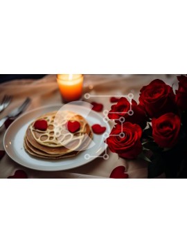 Σετ των 2 Intra Συλλεκτικό Ξύλινο Παζλ Plywood  4mm - Πιάτο τηγανίτες με τριαντάφυλλα και κερί Σε Ξύλινο Κουτί - Διαστάσεις: 10x10 cm – 25 κομμάτια