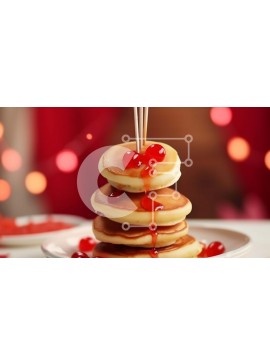 Σετ των 2 Intra Συλλεκτικό Ξύλινο Παζλ Plywood  4mm - Στοίβα από τηγανίτες με σιρόπι και κεράσια Σε Ξύλινο Κουτί - Διαστάσεις: 10x10 cm – 25 κομμάτια