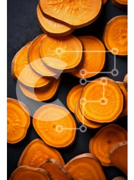 Σετ των 2 Intra Συλλεκτικό Ξύλινο Παζλ Plywood  4mm - Διάφορες φέτες γλυκοπατάτας και καρότων σε σκούρο φόντο Σε Ξύλινο Κουτί - Διαστάσεις: 10x10 cm – 25 κομμάτια