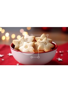 Σετ των 2 Intra Συλλεκτικό Ξύλινο Παζλ Plywood  4mm - Γιορτινά μπισκότα σε σχήμα αστεριού σε λευκό μπολ Σε Ξύλινο Κουτί - Διαστάσεις: 10x10 cm – 25 κομμάτια