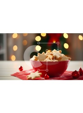 Σετ των 2 Intra Συλλεκτικό Ξύλινο Παζλ Plywood  4mm - Κόκκινο μπολ γεμάτο με μπισκότα σε σχήμα αστεριού Σε Ξύλινο Κουτί - Διαστάσεις: 10x10 cm – 25 κομμάτια