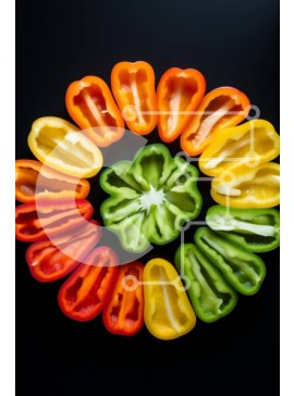 Σετ των 2 Intra Συλλεκτικό Ξύλινο Παζλ Plywood  4mm - Κυκλική διάταξη από πολύχρωμες πιπεριές και φρέσκα λαχανικά Σε Ξύλινο Κουτί - Διαστάσεις: 10x10 cm – 25 κομμάτια