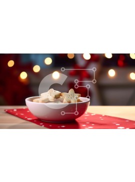 Σετ των 2 Intra Συλλεκτικό Ξύλινο Παζλ Plywood  4mm - Μπισκότα σε σχήμα αστεριού σε ένα εορταστικό τραπέζι Σε Ξύλινο Κουτί - Διαστάσεις: 10x10 cm – 25 κομμάτια