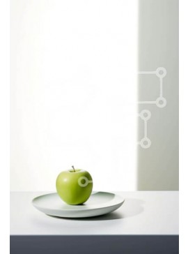 Σετ των 2 Intra Συλλεκτικό Ξύλινο Παζλ Plywood  4mm - Φρέσκο ​​πράσινο μήλο στο άσπρο πιάτο Σε Ξύλινο Κουτί - Διαστάσεις: 10x10 cm – 25 κομμάτια