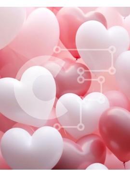 Intra Συλλεκτικό Ξύλινο Παζλ Plywood  4mm - Ροζ και λευκά μπαλόνια σε σχήμα καρδιάς που επιπλέουν στον αέρα Σε Ξύλινο Κουτί - Διαστάσεις Puzzle: 10x10 cm – 25 κομμάτια