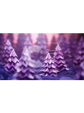 Intra Συλλεκτικό Ξύλινο Παζλ Plywood  4mm - Μωβ δέντρα Origami στο δάσος Σε Ξύλινο Κουτί - Διαστάσεις: 10x10 cm – 25 κομμάτια