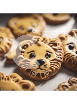 Σετ των 2 Intra Συλλεκτικό Ξύλινο Παζλ Plywood  4mm - Lion Cookies για εκδήλωση ή πάρτι Σε Ξύλινο Κουτί - Διαστάσεις: 10x10 cm – 25 κομμάτια