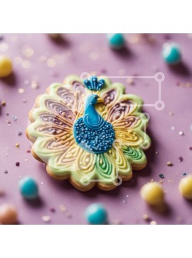 Σετ των 2 Intra Συλλεκτικό Ξύλινο Παζλ Plywood  4mm - Πολύχρωμο μπισκότο παγώνι με καραμέλες και μπάλες Σε Ξύλινο Κουτί - Διαστάσεις: 10x10 cm – 25 κομμάτια