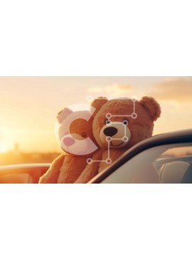 Intra Συλλεκτικό Ξύλινο Παζλ Plywood  4mm - Δύο αρκουδάκια στο αυτοκίνητο στο ηλιοβασίλεμα Σε Ξύλινο Κουτί - Διαστάσεις Puzzle: 10x10 cm – 25 κομμάτια