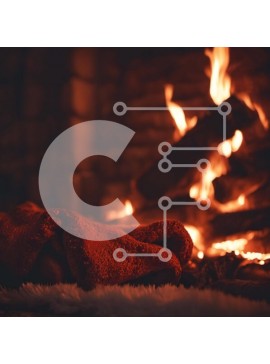 Intra Συλλεκτικό Ξύλινο Παζλ Plywood  4mm - Κόκκινη πετσέτα μπροστά στο τζάκι Σε Ξύλινο Κουτί - Διαστάσεις Puzzle: 10x10 cm – 25 κομμάτια