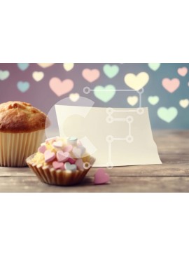 Σετ των 2 Intra Συλλεκτικό Ξύλινο Παζλ Plywood  4mm - Muffin και Cupcake με καρδιές και ψεκασμούς Σε Ξύλινο Κουτί - Διαστάσεις: 10x10 cm – 25 κομμάτια