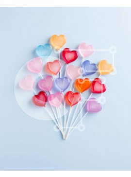 Intra Συλλεκτικό Ξύλινο Παζλ Plywood  4mm - Πολύχρωμα γλειφιτζούρια σε σχήμα καρδιάς σε ξυλάκια γλειφιτζούρι Σε Ξύλινο Κουτί - Διαστάσεις Puzzle: 10x10 cm – 25 κομμάτια