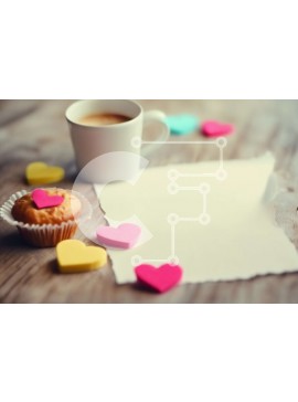 Σετ των 2 Intra Συλλεκτικό Ξύλινο Παζλ Plywood  4mm - Καφές, cupcakes και καρδιές σε ένα τραπέζι Σε Ξύλινο Κουτί - Διαστάσεις: 10x10 cm – 25 κομμάτια