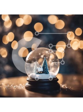 Intra Συλλεκτικό Ξύλινο Παζλ Plywood  4mm - Snow Globe με διακοσμημένο σπίτι και δέντρα Σε Ξύλινο Κουτί - Διαστάσεις: 10x10 cm – 25 κομμάτια