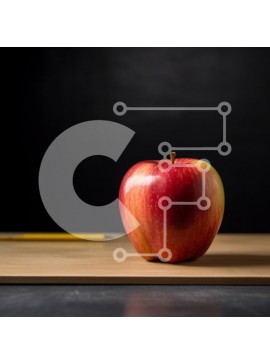 Σετ των 2 Intra Συλλεκτικό Ξύλινο Παζλ Plywood  4mm - Φρέσκο ​​κόκκινο μήλο σε ξύλινο τραπέζι Σε Ξύλινο Κουτί - Διαστάσεις: 10x10 cm – 25 κομμάτια