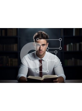 Intra Συλλεκτικό Ξύλινο Παζλ Plywood  4mm - Νεαρός άνδρας που μελετά με ανοιχτό βιβλίο Σε Ξύλινο Κουτί - Διαστάσεις Puzzle: 10x10 cm – 25 κομμάτια