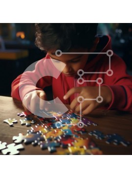 Intra Συλλεκτικό Ξύλινο Παζλ Plywood  4mm - Νεαρό αγόρι που παίζει με παζλ Σε Ξύλινο Κουτί - Διαστάσεις Puzzle: 10x10 cm – 25 κομμάτια