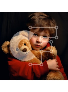 Intra Συλλεκτικό Ξύλινο Παζλ Plywood  4mm - Λυπημένο αγόρι με το αρκουδάκι Σε Ξύλινο Κουτί - Διαστάσεις Puzzle: 10x10 cm – 25 κομμάτια