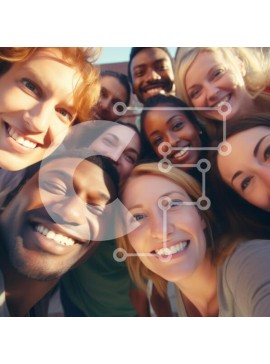 Intra Συλλεκτικό Ξύλινο Παζλ Plywood  4mm - Ομάδα ανθρώπων που χαμογελούν μαζί Σε Ξύλινο Κουτί - Διαστάσεις Puzzle: 10x10 cm – 25 κομμάτια