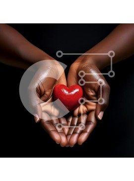 Σετ των 2 Intra Συλλεκτικό Ξύλινο Παζλ Plywood  4mm - Συγκινητική εικόνα: Χέρια που κρατούν την κόκκινη καρδιά Σε Ξύλινο Κουτί - Διαστάσεις: 10x10 cm – 25 κομμάτια