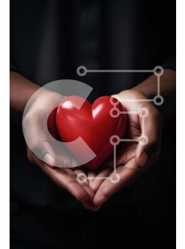 Intra Συλλεκτικό Ξύλινο Παζλ Plywood  4mm - Συγκινητική χειρονομία: Χέρια που κρατούν κόκκινες καρδιές Σε Ξύλινο Κουτί - Διαστάσεις Puzzle: 10x10 cm – 25 κομμάτια