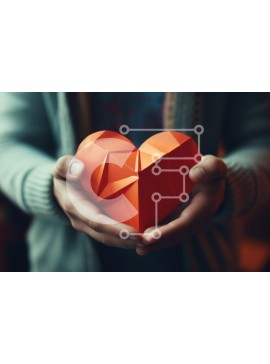 Intra Συλλεκτικό Ξύλινο Παζλ Plywood  4mm - Άτομο που κρατά πορτοκαλί Origami σε σχήμα καρδιάς Σε Ξύλινο Κουτί - Διαστάσεις Puzzle: 10x10 cm – 25 κομμάτια