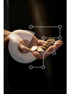 Intra Συλλεκτικό Ξύλινο Παζλ Plywood  4mm - Άνθρωπος που κρατά χρυσά νομίσματα Σε Ξύλινο Κουτί - Διαστάσεις Puzzle: 10x10 cm – 25 κομμάτια