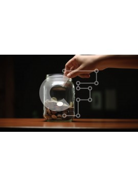 Intra Συλλεκτικό Ξύλινο Παζλ Plywood  4mm - Πρόσωπο που προσθέτει νομίσματα σε γυάλινο βάζο Σε Ξύλινο Κουτί - Διαστάσεις Puzzle: 10x10 cm – 25 κομμάτια