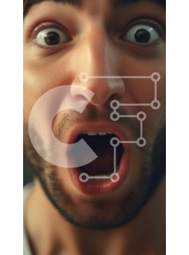 Intra Συλλεκτικό Ξύλινο Παζλ Plywood  4mm - Άνθρωπος με ανοιχτό στόμα Σε Ξύλινο Κουτί - Διαστάσεις Puzzle: 10x10 cm – 25 κομμάτια