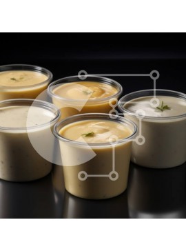 Σετ των 2 Intra Συλλεκτικό Ξύλινο Παζλ Plywood  4mm - Ποικιλία σάλτσες και ντιπ σε πλαστικά ποτήρια Σε Ξύλινο Κουτί - Διαστάσεις: 10x10 cm – 25 κομμάτια