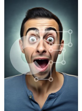 Intra Συλλεκτικό Ξύλινο Παζλ Plywood  4mm - Συγκινημένος άνθρωπος με έκπληκτη έκφραση Σε Ξύλινο Κουτί - Διαστάσεις Puzzle: 10x10 cm – 25 κομμάτια