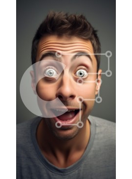 Intra Συλλεκτικό Ξύλινο Παζλ Plywood  4mm - Άνθρωπος με έκπληκτη και χαρούμενη έκφραση Σε Ξύλινο Κουτί - Διαστάσεις Puzzle: 10x10 cm – 25 κομμάτια