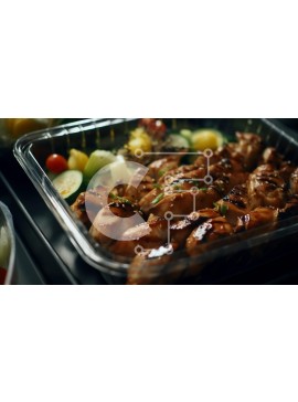 Σετ των 2 Intra Συλλεκτικό Ξύλινο Παζλ Plywood  4mm - Ψητό κοτόπουλο και λαχανικά σε πλαστικό δοχείο Σε Ξύλινο Κουτί - Διαστάσεις: 10x10 cm – 25 κομμάτια