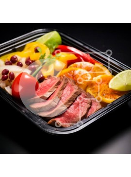 Σετ των 2 Intra Συλλεκτικό Ξύλινο Παζλ Plywood  4mm - Ποικιλία κρεάτων, λαχανικών και φρούτων σε μαύρο πλαστικό δοχείο Σε Ξύλινο Κουτί - Διαστάσεις: 10x10 cm – 25 κομμάτια