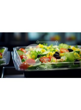 Σετ των 2 Intra Συλλεκτικό Ξύλινο Παζλ Plywood  4mm - Φρέσκια σαλάτα σε διάφανα πλαστικά δοχεία Σε Ξύλινο Κουτί - Διαστάσεις: 10x10 cm – 25 κομμάτια