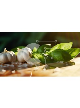 Σετ των 2 Intra Συλλεκτικό Ξύλινο Παζλ Plywood  4mm - Φρέσκες σκελίδες σκόρδου σε ξύλινο τραπέζι Σε Ξύλινο Κουτί - Διαστάσεις: 10x10 cm – 25 κομμάτια