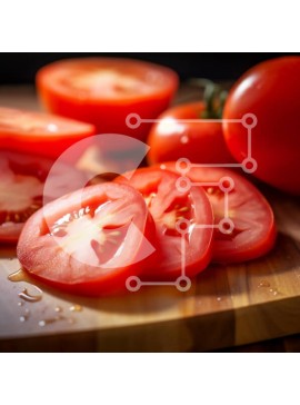 Σετ των 2 Intra Συλλεκτικό Ξύλινο Παζλ Plywood  4mm - Κόκκινες ντομάτες σε φέτες σε ξύλινο ξύλο κοπής Σε Ξύλινο Κουτί - Διαστάσεις: 10x10 cm – 25 κομμάτια