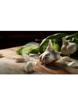 Σετ των 2 Intra Συλλεκτικό Ξύλινο Παζλ Plywood  4mm - Βολβοί σκόρδου και φύλλα βασιλικού σε ξύλινη σανίδα κοπής Σε Ξύλινο Κουτί - Διαστάσεις: 10x10 cm – 25 κομμάτια