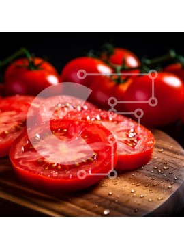 Σετ των 2 Intra Συλλεκτικό Ξύλινο Παζλ Plywood  4mm - Φρέσκες κόκκινες ντομάτες σε ξύλινη σανίδα κοπής Σε Ξύλινο Κουτί - Διαστάσεις: 10x10 cm – 25 κομμάτια