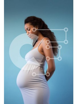 Intra Συλλεκτικό Ξύλινο Παζλ Plywood  4mm - Έγκυος γυναίκα που κοιτάζει το μπλε φόντο Σε Ξύλινο Κουτί - Διαστάσεις Puzzle: 10x10 cm – 25 κομμάτια