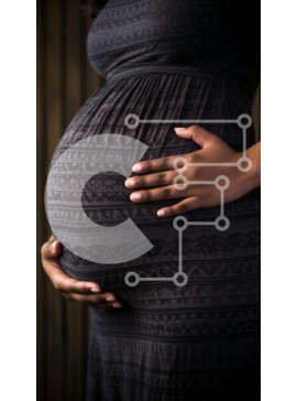 Intra Συλλεκτικό Ξύλινο Παζλ Plywood  4mm - Έγκυος γυναίκα με ενωμένα χέρια γύρω από το στομάχι Σε Ξύλινο Κουτί - Διαστάσεις Puzzle: 10x10 cm – 25 κομμάτια