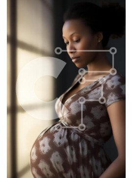 Intra Συλλεκτικό Ξύλινο Παζλ Plywood  4mm - Έγκυος γυναίκα που συλλογίζεται από το παράθυρο Σε Ξύλινο Κουτί - Διαστάσεις Puzzle: 10x10 cm – 25 κομμάτια